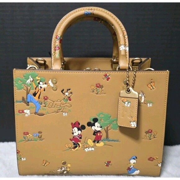 COACH X DISNEY ROGUE 25 MICKEY MOUSE & FRIENDS BAG *PLUS WALLET -HONEY BROWN NWT - Picture 3 of 16